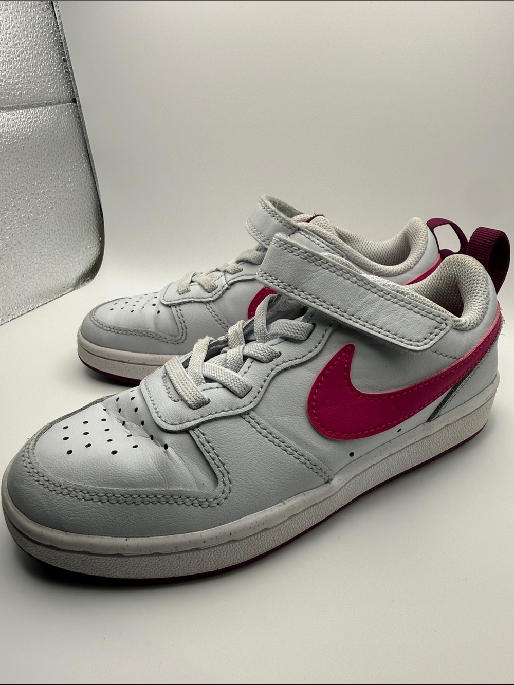 Nike Court Borough Low Recraft Kids Sneakers Gray Pink Athletic Shoes - Picture 2 of 11